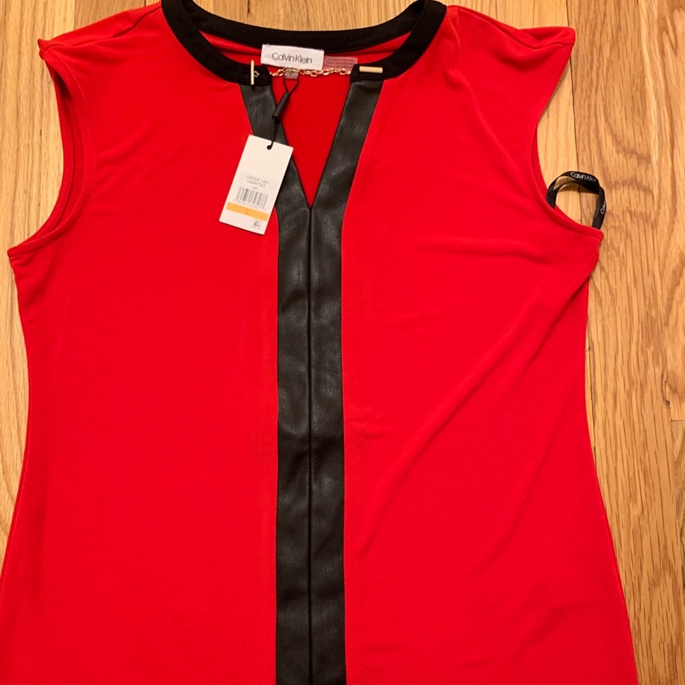 NWT Calvin Klein shirt with leather detail-small